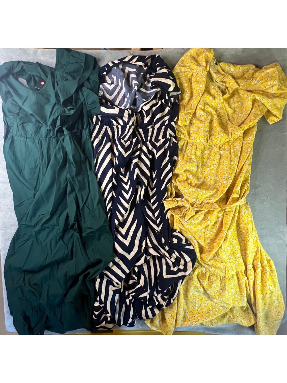 Lot of 3 Maxi floral long dresses green yellow  womens 2XL